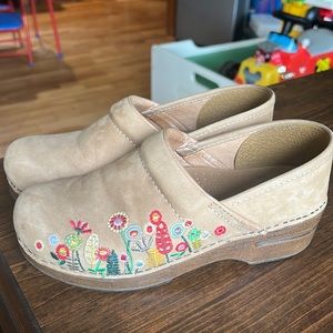 Dansko Floral Embroidered Clogs
